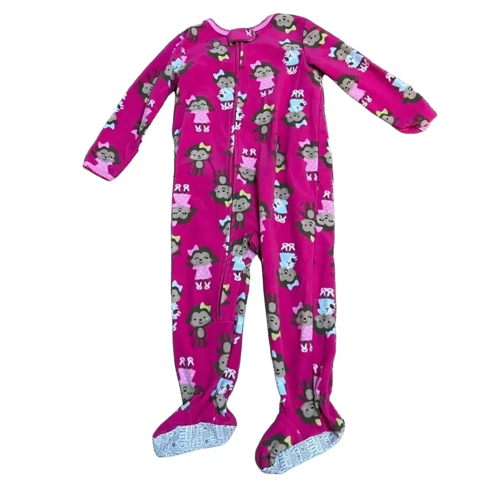 🍭6/$30 Carter’s pink fleece zip up warm cozy Footie pajamas toddler girl 24 m
